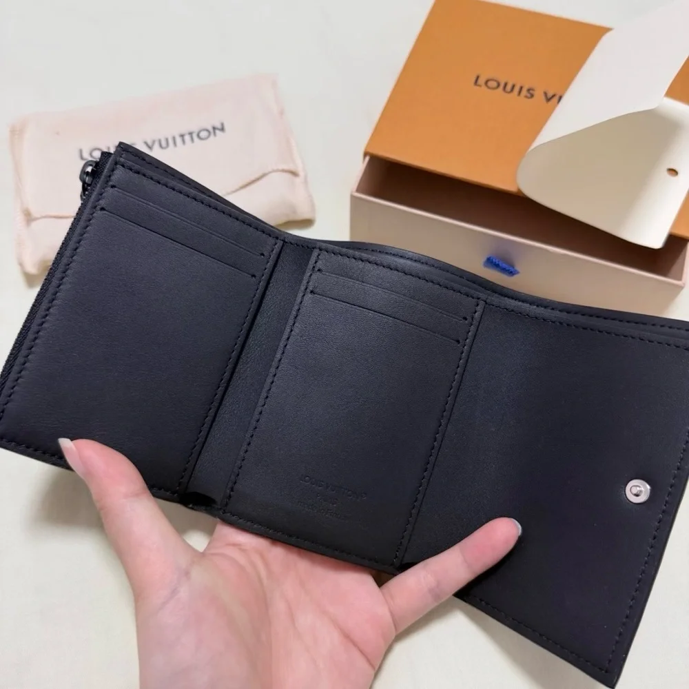 Louis Vuitton Black Embossed Monogram Compact Wallet
